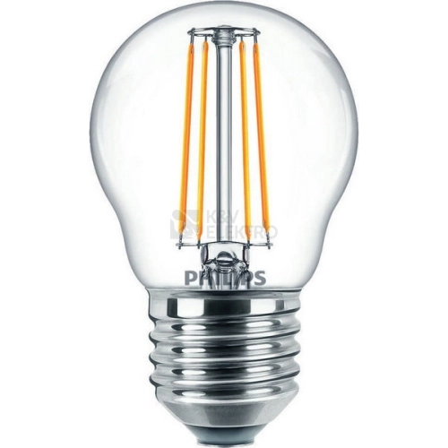 LED žárovka E27 Philips P45 Classic Filament 4,3W (40W) teplá bílá (2700K)