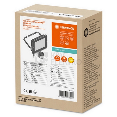 Obrázek produktu LED reflektor s pohybovým čidlem LEDVANCE FLOODLIGHT COMPACT 20W 3000K teplá bílá 1