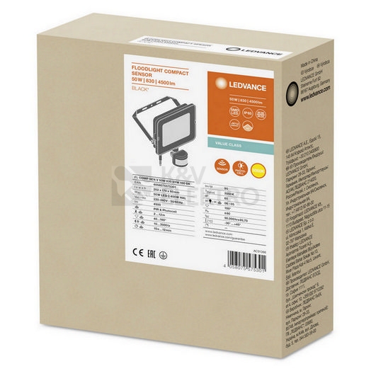 Obrázek produktu LED reflektor s pohybovým čidlem LEDVANCE FLOODLIGHT COMPACT 50W 3000K teplá bílá 10
