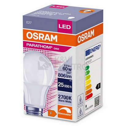 Obrázek produktu LED žárovka E27 OSRAM PARATHOM CL A FR 8,8W (60W) teplá bílá (2700K) stmívatelná 2