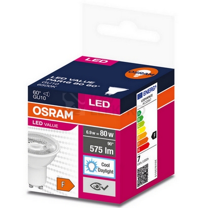 Obrázek produktu LED žárovka GU10 PAR16 OSRAM 6,9W (80W) studená bílá (6500K) reflektor 60° 4