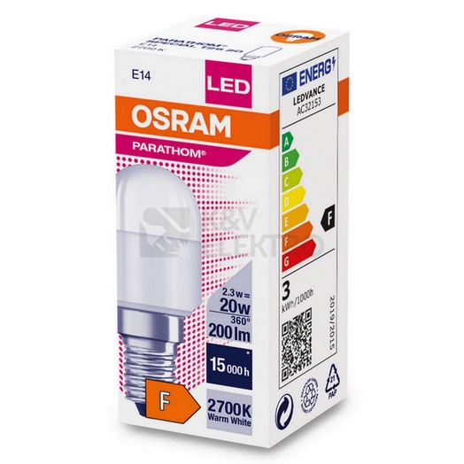 Obrázek produktu LED žárovka do lednice E14 OSRAM PARATHOM T26 FR 2,3W (20W) teplá bílá (2700K) 1