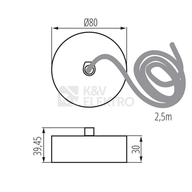 Obrázek produktu  Baldachýn s napájecím kabelem Kanlux ALIN CORD 1F-W 32540 1