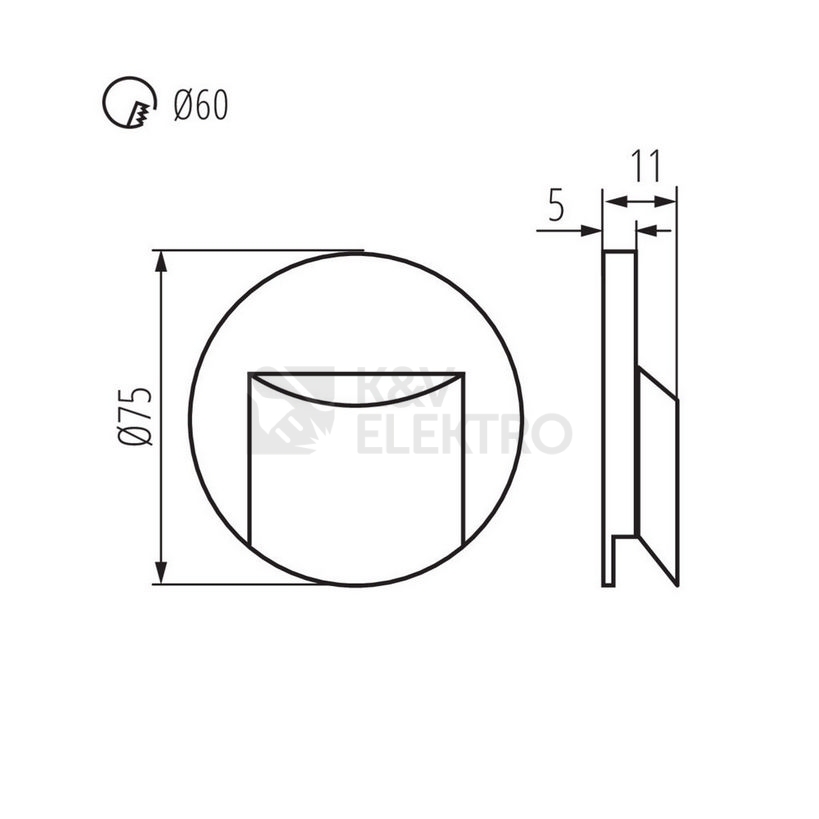 Obrázek produktu Orientační svítidlo 12V Kanlux ERINUS LED O W-WW 3000K teplá bílá 33322 5