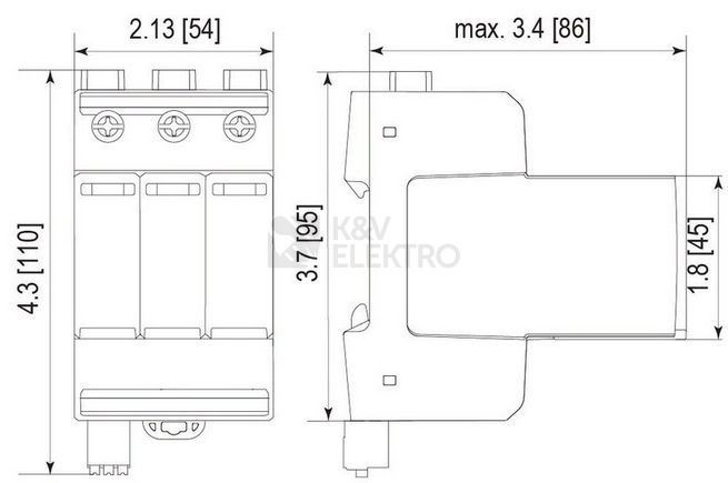 Obrázek produktu Svodič přepětí ETI ETITEC EM T12 PV 1100/6,25 Y 002440580 DC T1+T2 2