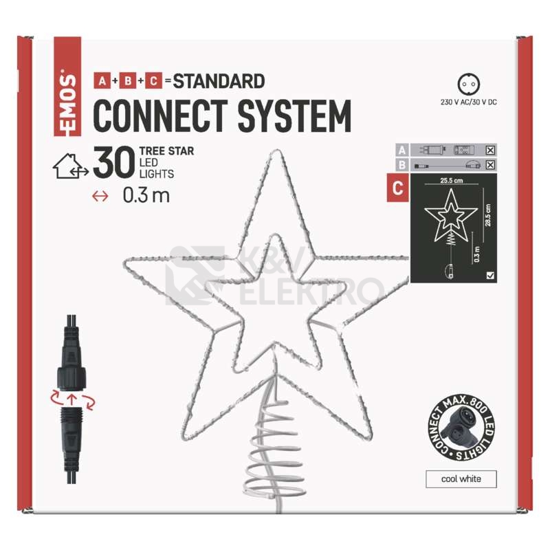 Obrázek produktu  Vánoční osvětlení LED hvězda EMOS Connecting D1ZC01 bez napájecího zdroje 28cm studená bílá 4