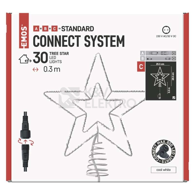 Obrázek produktu Vánoční osvětlení LED hvězda EMOS Connecting D1ZC01 bez napájecího zdroje 28cm studená bílá 4