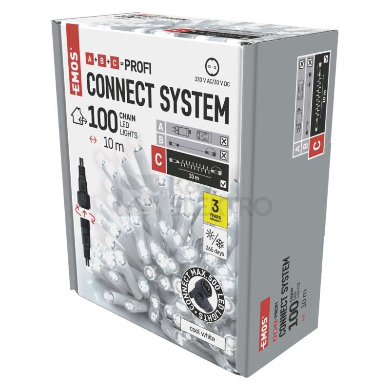 Obrázek produktu Propojovací vánoční řetěz bez zdroje EMOS Connecting D2AC05 100LED 10m studená bílá 3