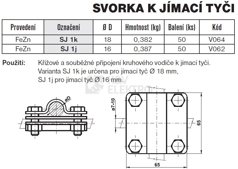 Obrázek produktu Svorka k jímací tyči SJ 1K TREMIS V064 1