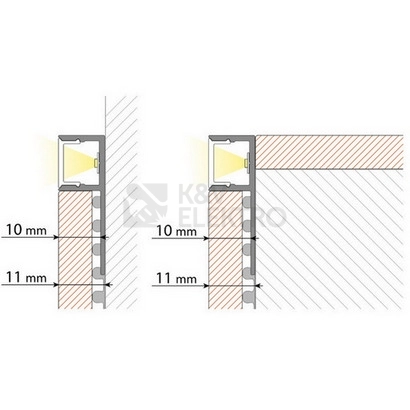 Obrázek produktu Obkladový hliníkový profil McLED DP 33x11mm včetně mléčného difuzoru 1m ML-761.043.43.1 1