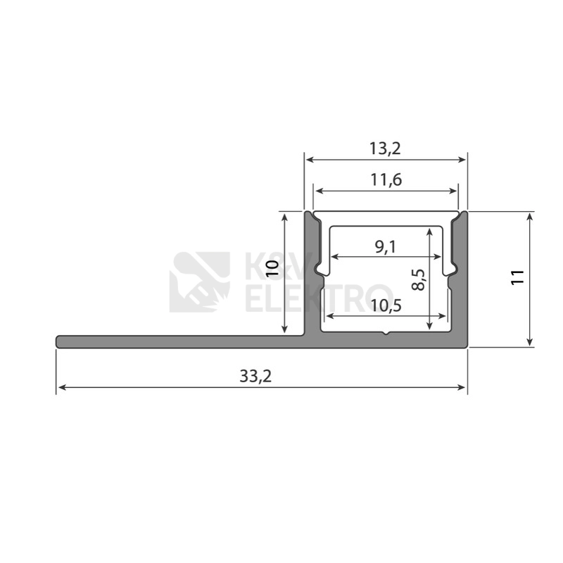 Obrázek produktu Obkladový hliníkový profil McLED DP 33x11mm včetně mléčného difuzoru 1m ML-761.043.43.1 2
