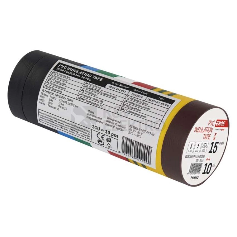Obrázek produktu Izolační páska EMOS F615992 15mm x 10m sada barev 3