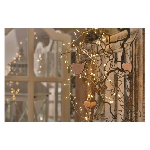 Vánoční osvětlení EMOS D3FW01 100LED nano řetěz stříbrná 2,4m teplá bílá s časovačem