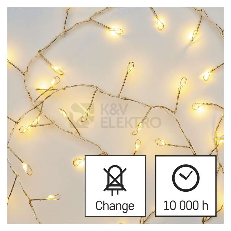 Obrázek produktu Vánoční osvětlení EMOS D3FW01 100LED nano řetěz stříbrná 2,4m teplá bílá s časovačem 9