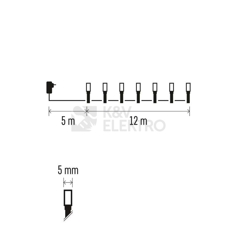 Obrázek produktu  Vánoční osvětlení EMOS D4AW09 120LED řetěz 12m teplá bílá 8 programů svícení 3