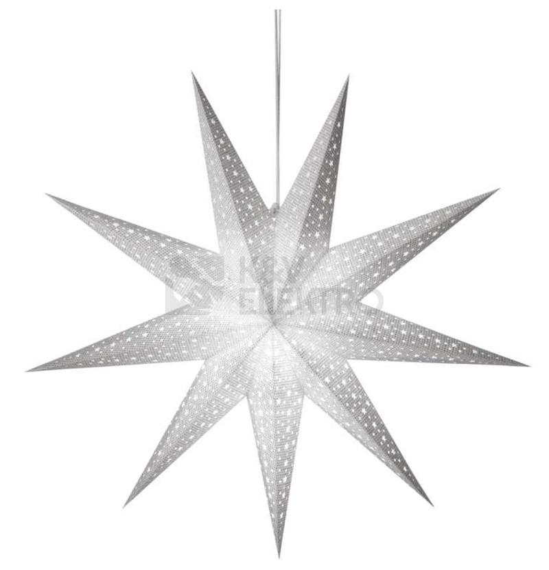 Obrázek produktu  Vánoční hvězda papírová EMOS DCAZ08 230V bílá se stříbrnými třpytkami E14 bez žárovky 0