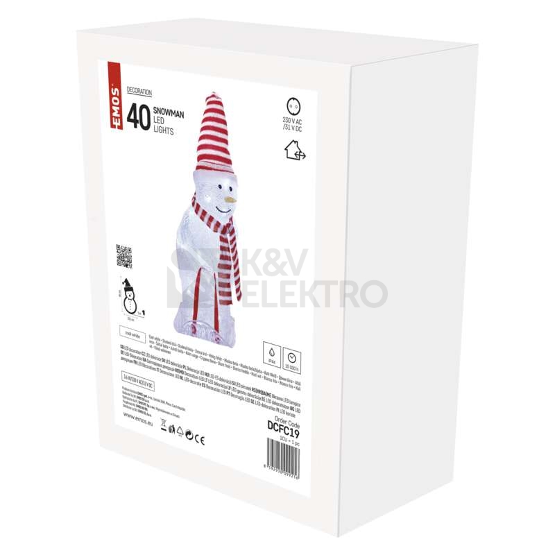 Obrázek produktu  LED vánoční sněhulák EMOS DCFC19 46cm 230V vnitřní i venkovní použití studená bílá 5