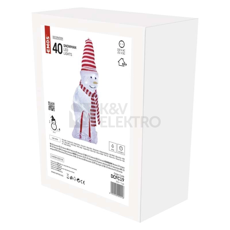 Obrázek produktu LED vánoční sněhulák EMOS DCFC19 46cm 230V vnitřní i venkovní použití studená bílá 4