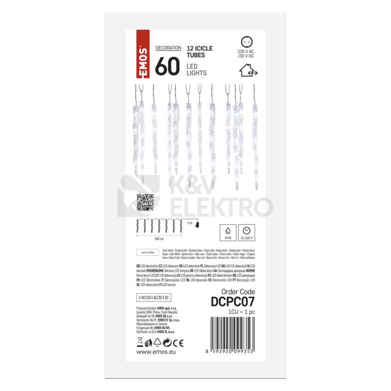 Obrázek produktu  LED vánoční girlanda EMOS DCPC07 12x rampouch 3,6m 230V studená bílá 2