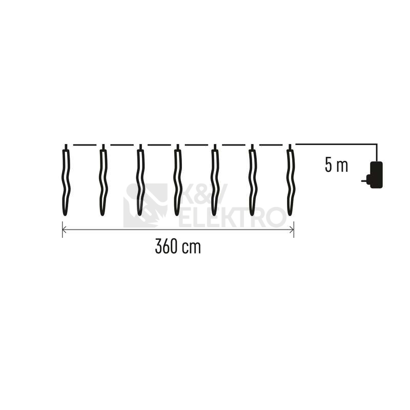 Obrázek produktu  LED vánoční girlanda EMOS DCPC07 12x rampouch 3,6m 230V studená bílá 6