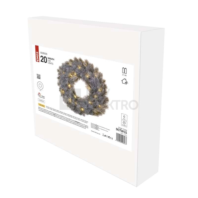 Obrázek produktu LED adventní věnec EMOS DCTW15 2xAA teplá bílá časovač vnitřní použití 3