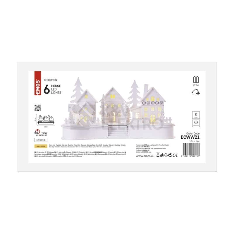 Obrázek produktu LED dřevěná dekorace vesnička 16cm EMOS DCWW21 2xAA teplá bílá časovač 2