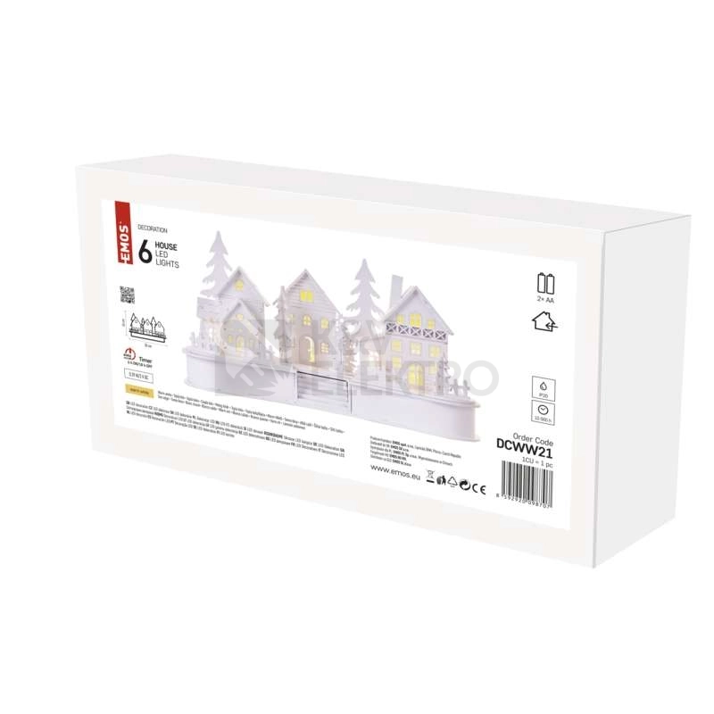 Obrázek produktu LED dřevěná dekorace vesnička 16cm EMOS DCWW21 2xAA teplá bílá časovač 3