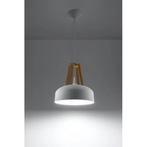 Lustr SOLLUX Casco E27 1x60W bez zdroje SL.0388 přírodní dřevo a ocel bílá (obrázek 6)