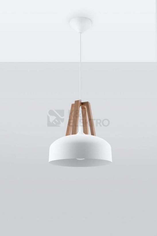 Obrázek produktu  Lustr SOLLUX Casco E27 1x60W bez zdroje SL.0388 přírodní dřevo a ocel bílá 1