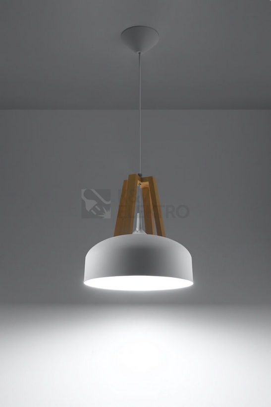 Obrázek produktu  Lustr SOLLUX Casco E27 1x60W bez zdroje SL.0388 přírodní dřevo a ocel bílá 2