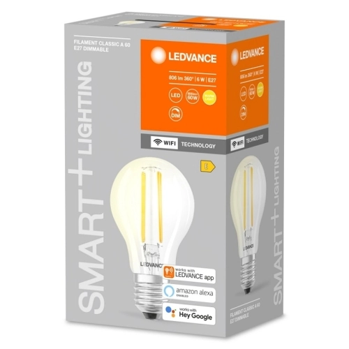 Chytrá LED žárovka E27 LEDVANCE Smart+ Filament Classic A60 6W (60W) teplá bílá (2700K) WiFi stmívatelná (obrázek 5)
