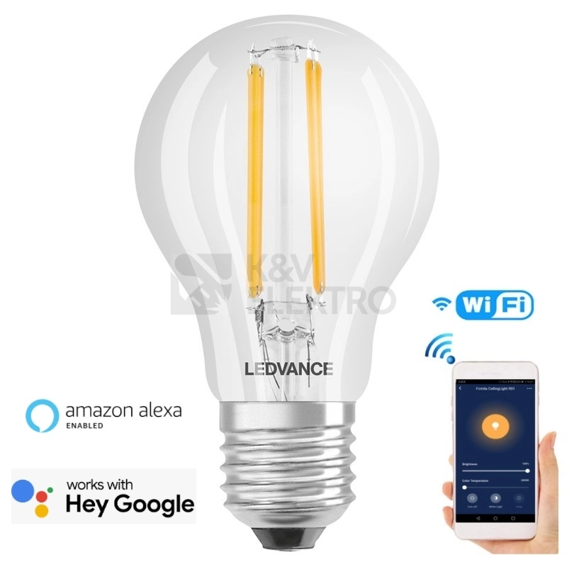 Obrázek produktu Chytrá LED žárovka E27 LEDVANCE Smart+ Filament Classic A60 6W (60W) teplá bílá (2700K) WiFi stmívatelná 0