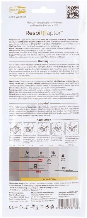 Obrázek produktu Respilon nanovlákenný FFP2 respirátor RespiRaptor 1ks 6