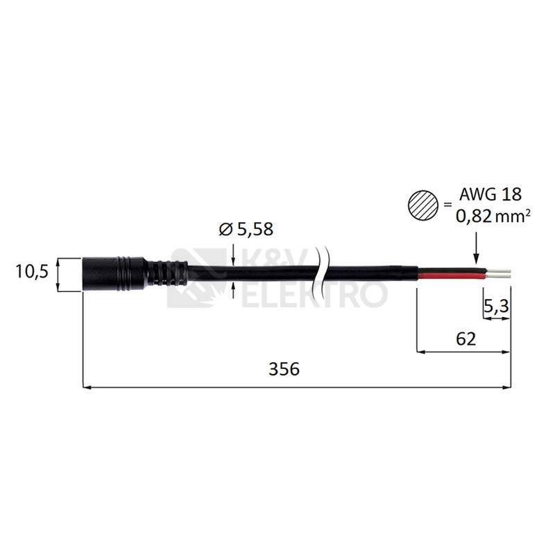 Obrázek produktu  Napájecí konektor k LED pásku McLED ML-112.036.21.0 zásuvka s kabelem souosý konektor 5,5mm 0