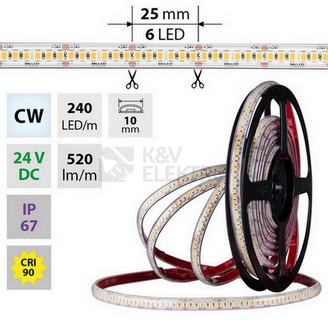 Obrázek produktu LED pásek McLED 24V studená bílá CRI90 š=10mm IP67 6W/m 240LED/m SMD2835 ML-126.032.90.2 1