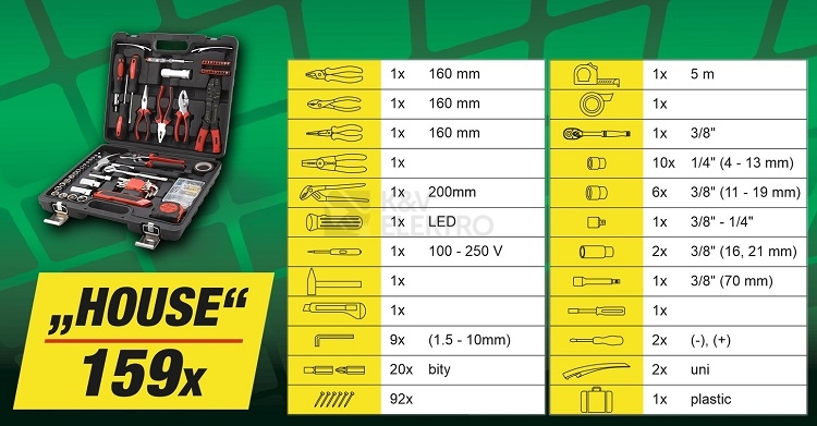 Obrázek produktu 159dílná sada nářadí Compass HOUSE 09463 1