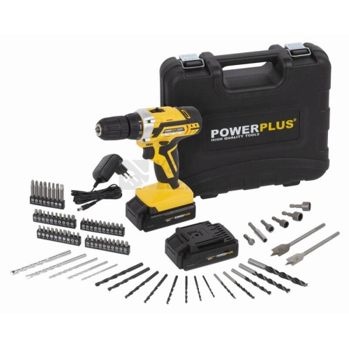 Aku vrtačka PowerPlus POWX00820 20V 2x aku 1,5Ah + 74ks příslušenství