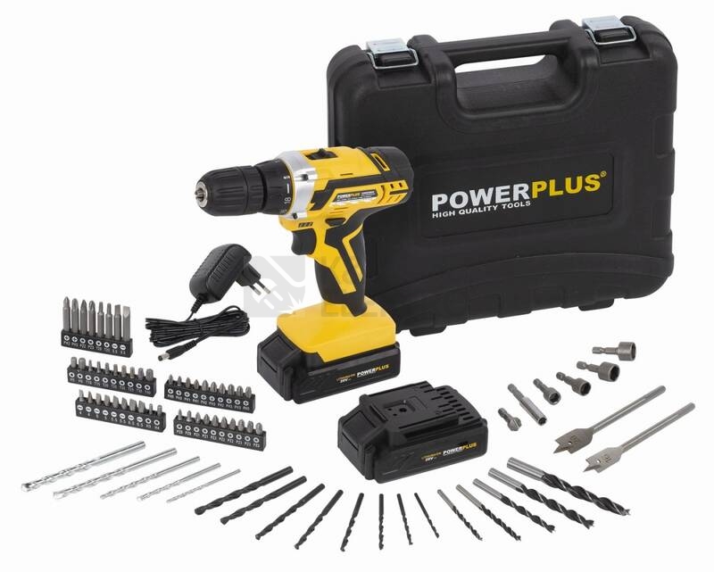 Obrázek produktu Aku vrtačka PowerPlus POWX00820 20V 2x aku 1,5Ah + 74ks příslušenství 0