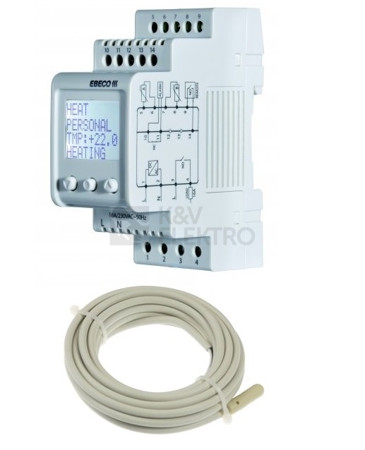 Obrázek produktu  Multifunkční digitální termostat na DIN lištu EBECO EB-Therm 800 0