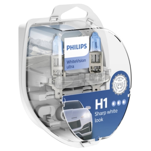Levně Autožárovky Philips White Vision Ultra 12258WVUSM H1 P14,5s 12V 55W (2ks v balení) s homologací