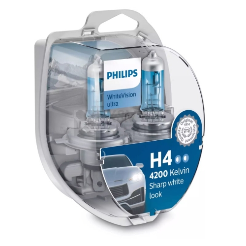 Autožárovky Philips WhiteVision ultra 12342WVUSM H4 P43t 12V 60/55W s homologací