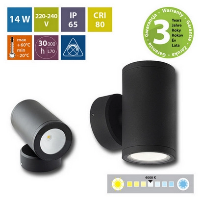 LED svítidlo McLED Verona 2R 2x7W 4000K IP65 černá ML-518.016.19.0 (obrázek 6)