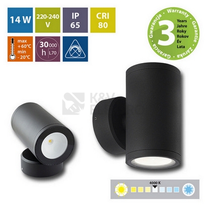 Obrázek produktu LED svítidlo McLED Verona 2R 2x7W 4000K IP65 černá ML-518.016.19.0 6