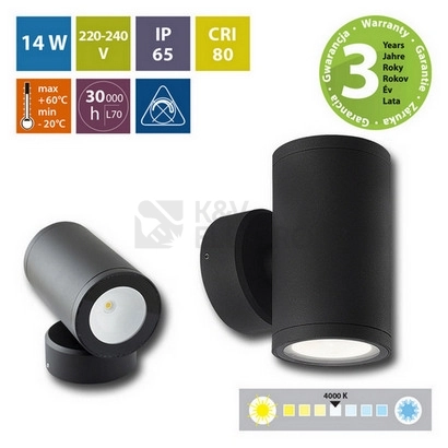 Obrázek produktu LED svítidlo McLED Verona 2R 2x7W 4000K IP65 černá ML-518.016.19.0 6