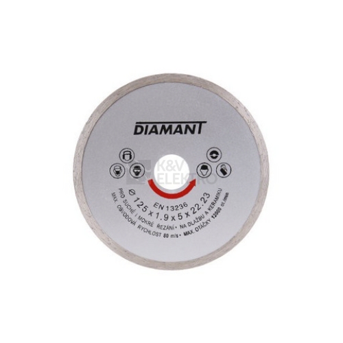 Kotouč diamantový DIAMANT 125x1,9x22,2mm plný 21012