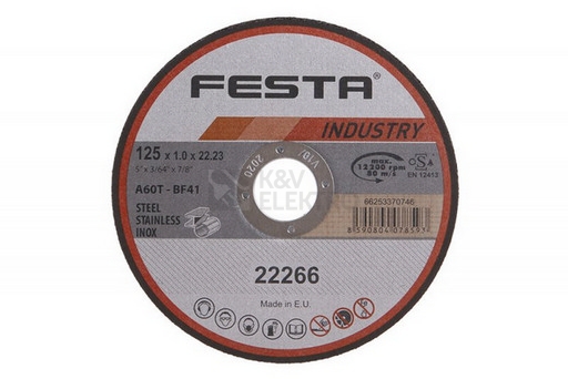 Obrázek produktu Kotouč řezný FESTA INDUSTRY na kov 125x1x22,2mm 22266 0