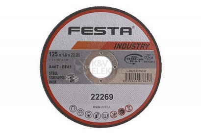 Obrázek produktu Kotouč řezný FESTA INDUSTRY na kov 125x1,6x22,2mm 22269 0