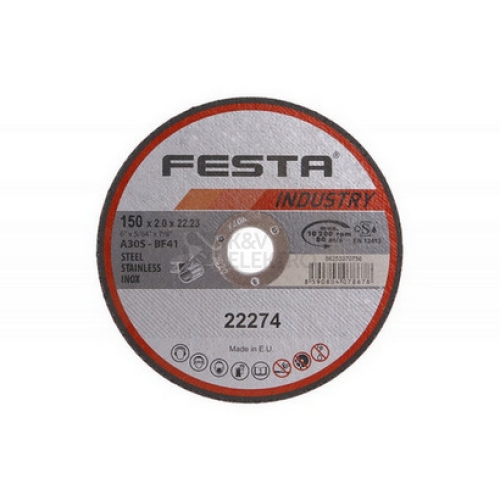 Kotouč řezný FESTA INDUSTRY na kov 150x2x22,2mm 22274