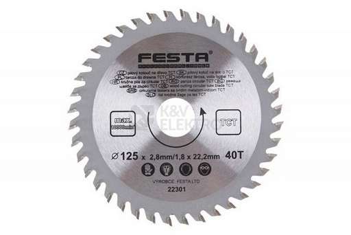 Obrázek produktu Pilový kotouč na dřevo SK 125/2,8/22,2mm 40T 22301 0