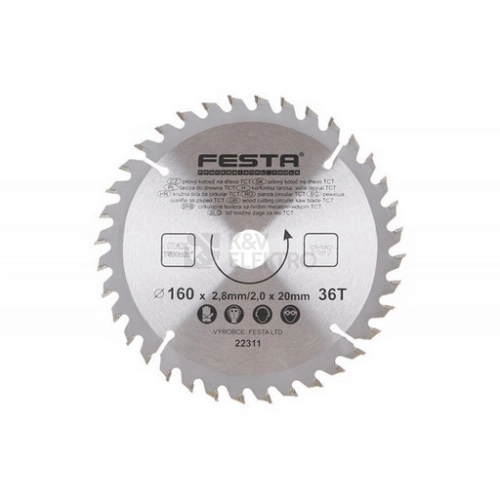 Pilový kotouč na dřevo SK 160/2,8/20mm 36T 22311
